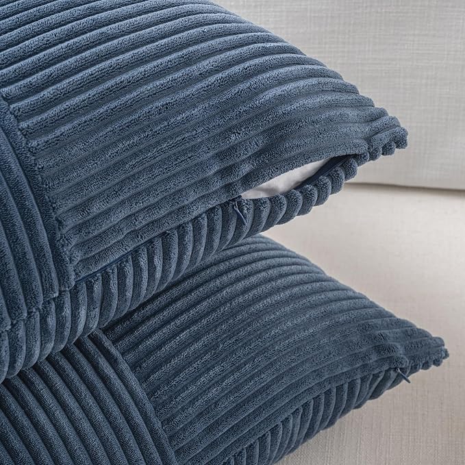 Fancy Homi 2 Packs Dusty Blue Decorative Throw Pillow Covers 22x22 Inch - Image 4