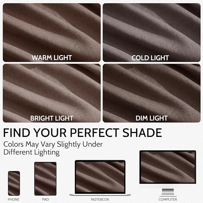 Cappuccino Linen Curtains for Living Room 105 Inches Long Light Filtering Semi - Image 3