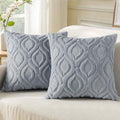 decorUhome Throw Pillow Covers 20x20 Inch Set of 2, Soft Plush Faux Wool Blue by decorUhome