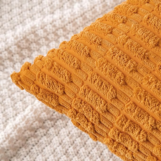 MIULEE Euro Fall Corduroy Decorative Throw Pillow Covers 24x24 Burnt Orange | - Image 4