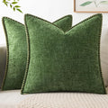 MIULEE Pack of 2 Pillow Covers 20x20 Inch Moss Green Farmhouse Decorative Throw by MIULEE