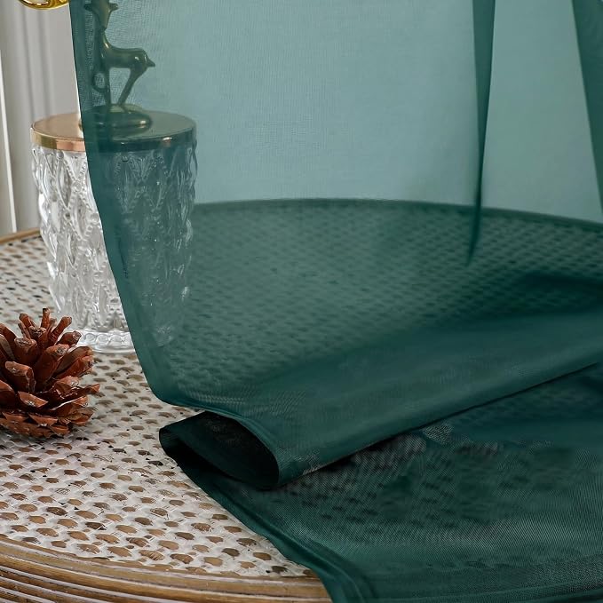 Hunter Green Sheer Curtains 120 Inches Long 2 Panels Set, 59 Inch Extra Wide - Image 4