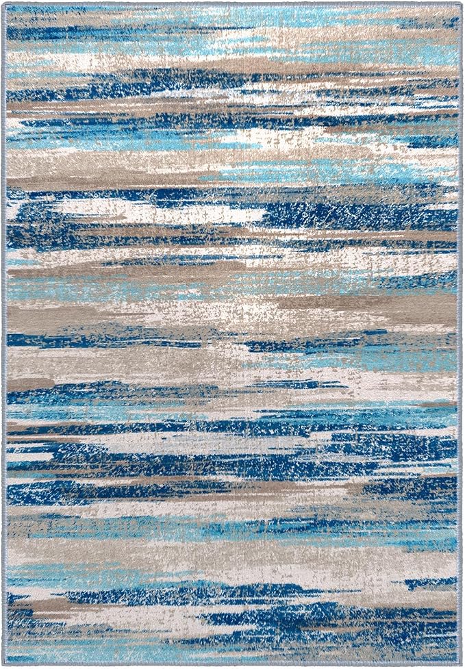 Lansny Modern Abstract 9x12 Large Machine Washable Living Room Rug Non-Slip - Image 9
