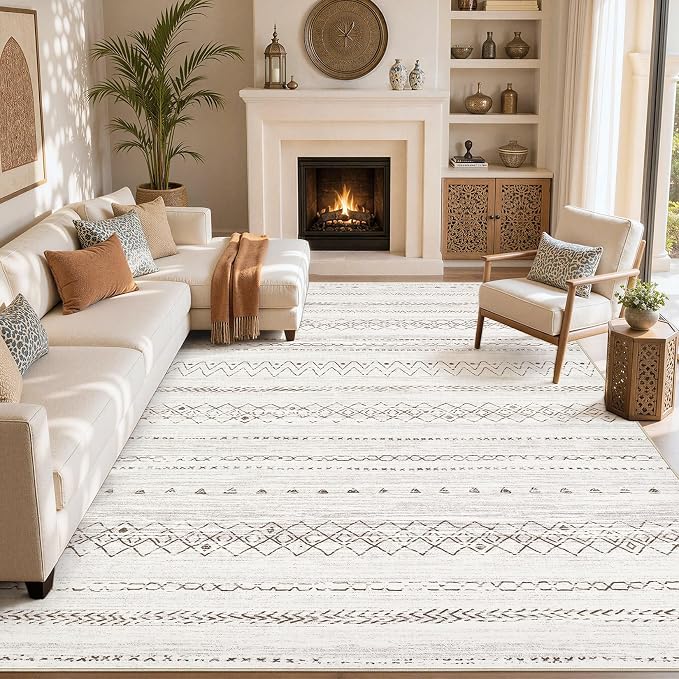 cotiled Boho 5x7 Area Rugs for Living Room: Soft Moroccan Washable Rug | Solve - Image 8