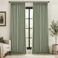 MIULEE Sage Green Pinch Pleated 100% Blackout Linen Curtains 40x96 Inches | by MIULEE