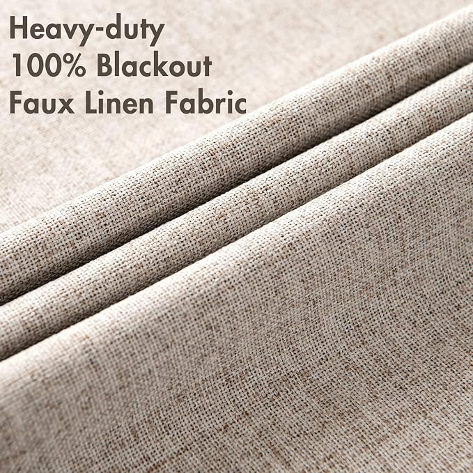 MIULEE Blackout Curtains for Bedroom Linen Texture Solid Thermal Insulated - Image 5