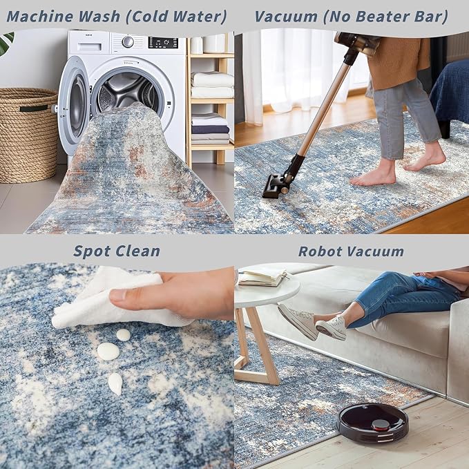 3x4 Washable Entryway Rug – Non-Slip Modern Abstract Small Area Rug - Image 8