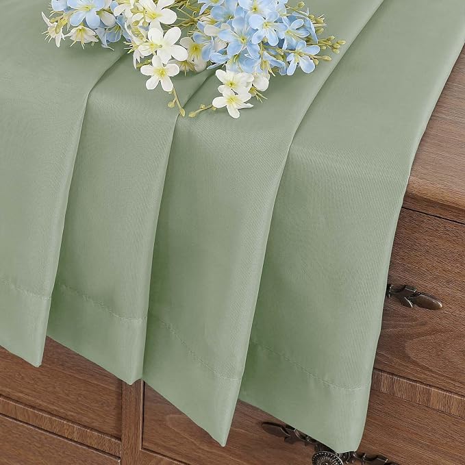 Sage Green Small Sheer Curtains Tier 24 Inches Length 2 Pieces, Light Filtering - Image 6