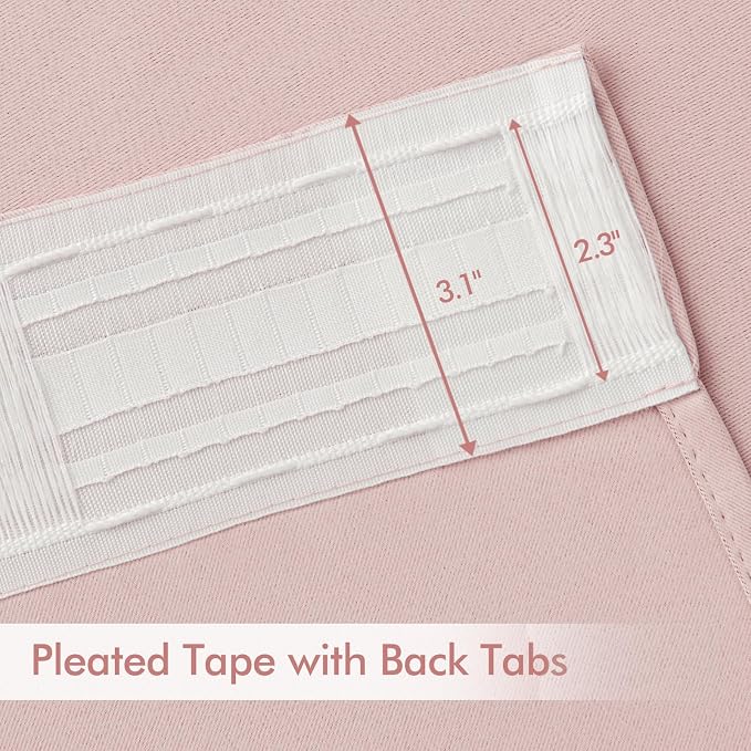 MIULEE Light Pink Back Tab Blackout Curtains 52x84 Inch Length 2 Panels Set | - Image 4