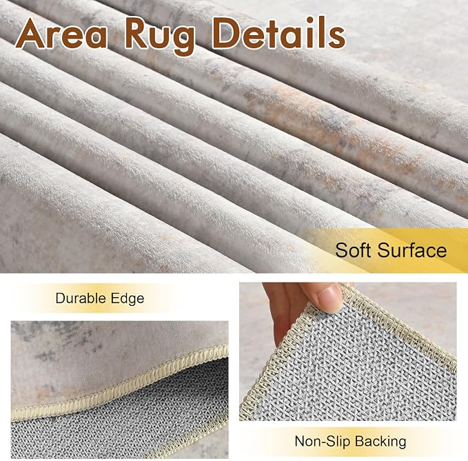 5x7 Ft Area Rugs for Living Room, Soft Non-Slip Washable Rugs Modern Abstract - Image 6