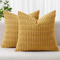 MIULEE Corduroy Decorative Throw Pillow Covers 18x18 Yellow Pack of 2 | Soft by MIULEE