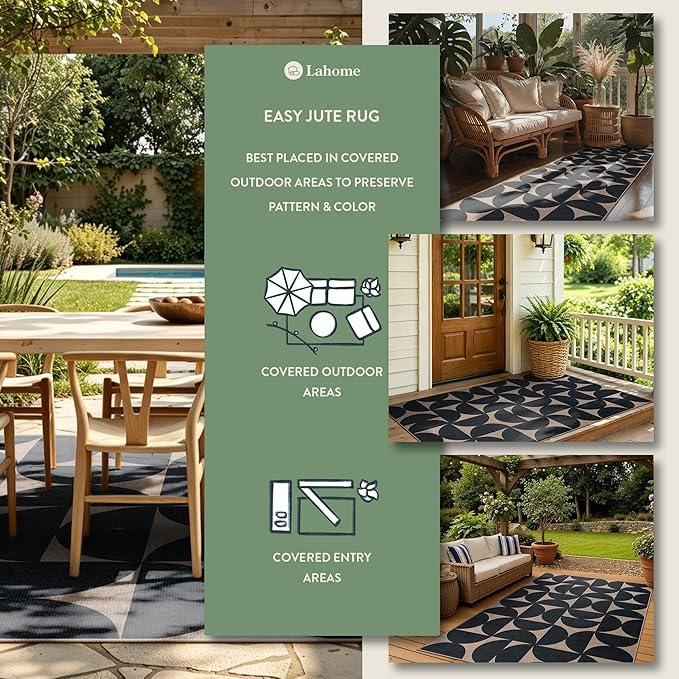 Lahome Semi Circle Easy Jute Kitchen Runner Rug, 2x6 Non Slip Runner Rug | - Image 3