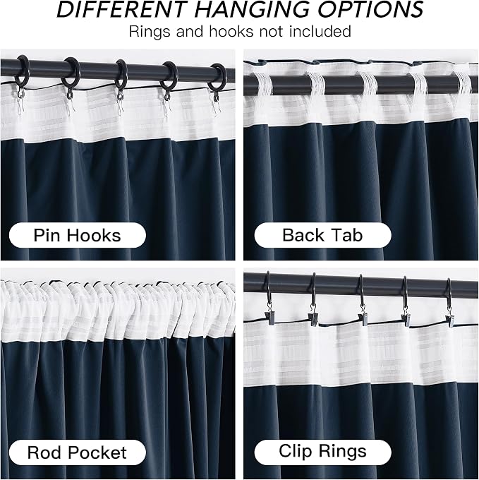 RYB HOME Navy Blue Velvet Curtains 84 inches- Velevt Blackout Curtains - Image 3