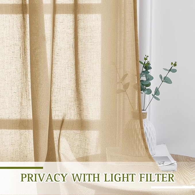 NICETOWN Linen Blend Semi Sheer Curtains - Image 5