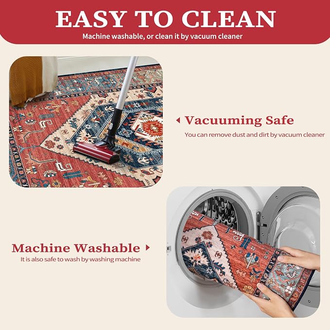 SERISSA 2x4 Washable Non Slip Boho Runner Rug - Image 4