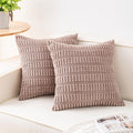 Pack of 2 Corduroy Decorative Throw Pillow Covers 22x22 Inch Soft Striped by Unknown