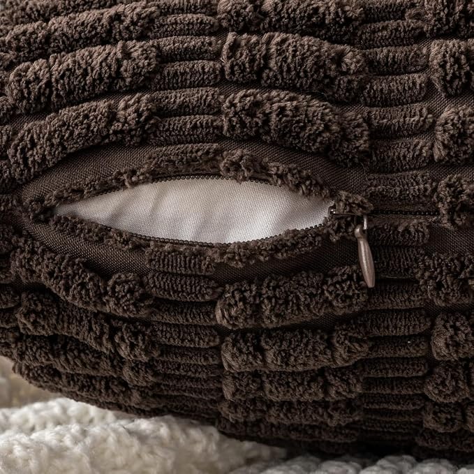 MIULEE Corduroy Decorative Throw Pillow Covers 20x20 Dark Brown Pack of 2 | - Image 7