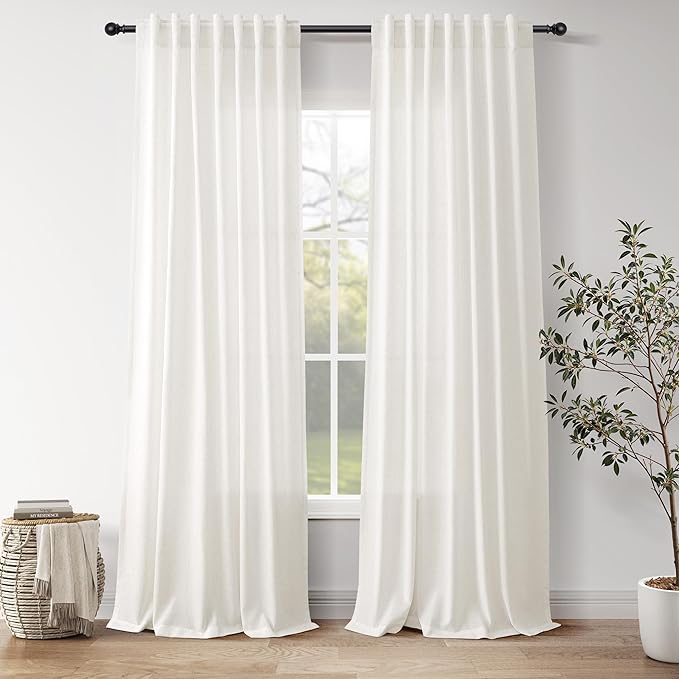 Nanspring Neutral Linen Curtains 120 Inches Long by Nanspring