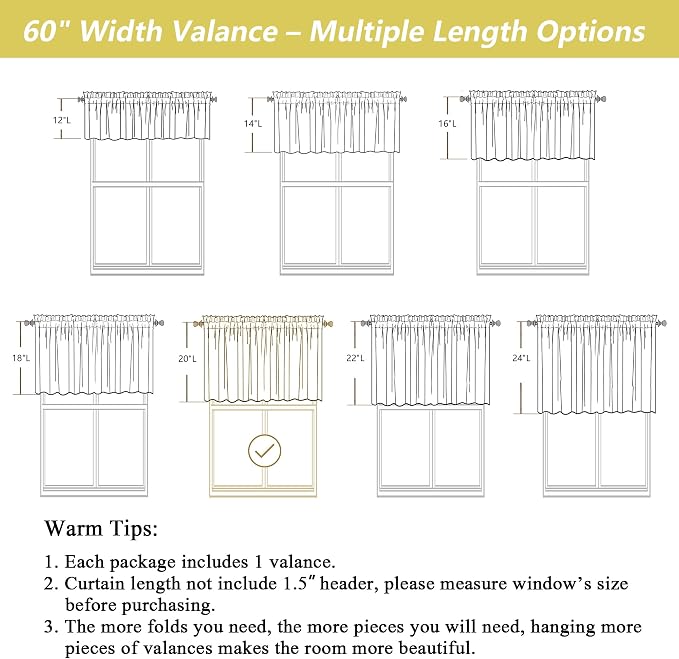 Grey Valances for Windows, Light Filtering Faux Linen Textured Small Short - Image 3