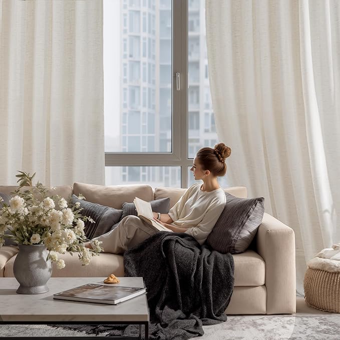 RYB HOME Extra Long Linen Curtains - Image 7