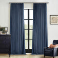 Indigo Navy Pleated Linen Blackout Curtains 90 Inches Long by Twodrapes