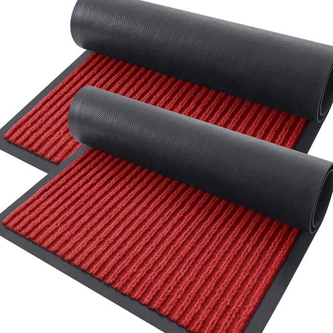 OLANLY 2-Pack Front Door Mats 59x23, Waterproof Heavy-Duty Doormats | Red by OLANLY