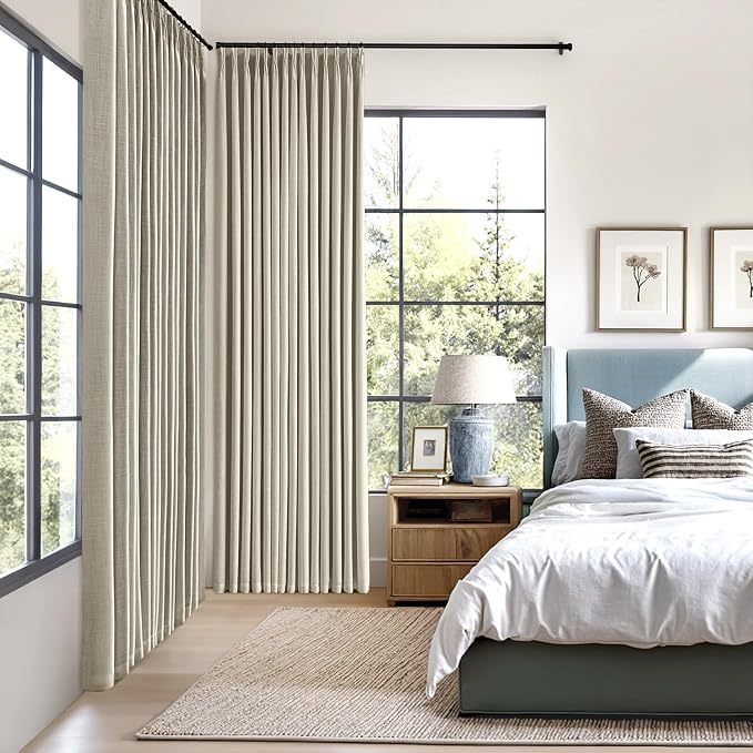 MIULEE Burlywood Birch Pinch Pleated 100% Blackout Curtains 40x96 Inches | Room - Image 2