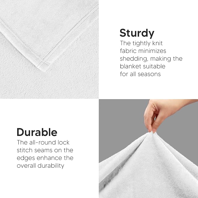 Utopia Bedding Ultra Soft Fleece Bed Blanket King Size White | Microfiber Plush - Image 7