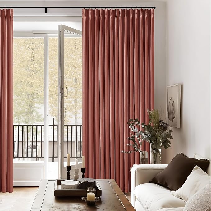 Terracotta Pleat Linen Blackout 102 Inch Curtains - Image 7