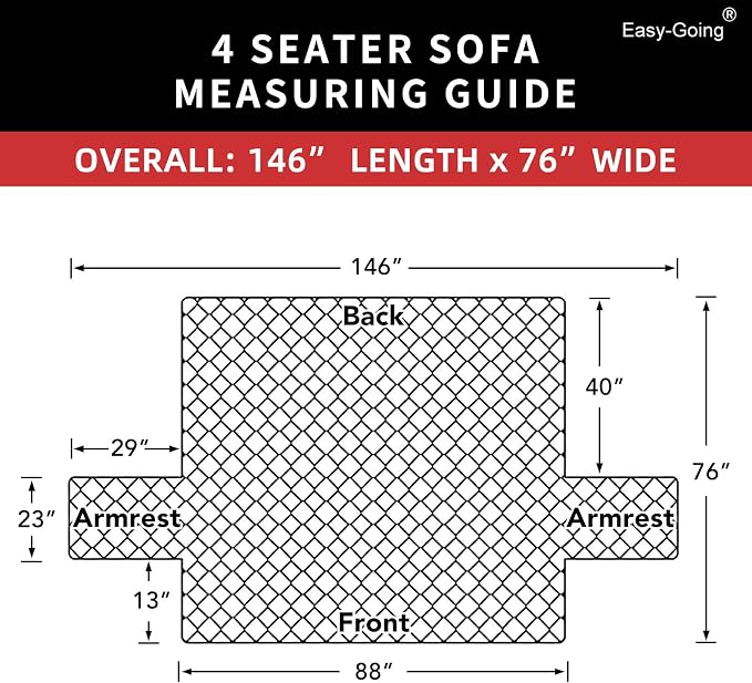 Easy-Going Reversible Couch Cover, 4 Seater Sofa, XX-Large Sofa, Wine/Beige | - Image 7