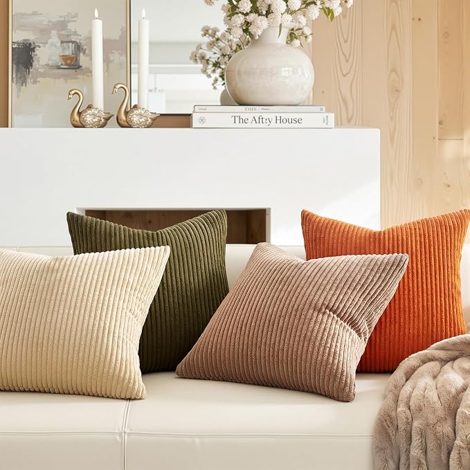 Topfinel Rust OliveGreen Throw Pillow Covers 18x18 Inch Set of 4 Boho Farmhouse - Image 2