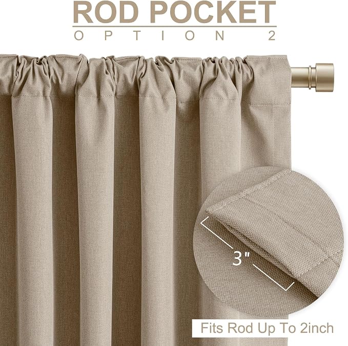 Linen Textured Blackout Sliding Door Curtains 84 Inches Long, Copper Brown | - Image 4