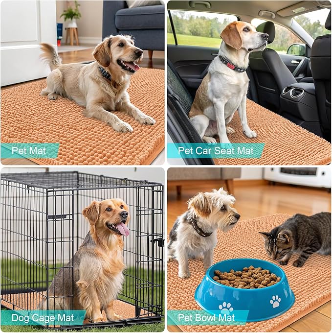 OLANLY Dog Door Mat for Muddy Paws 40x32, Super Absorbent Chenille Mud Mat | - Image 7