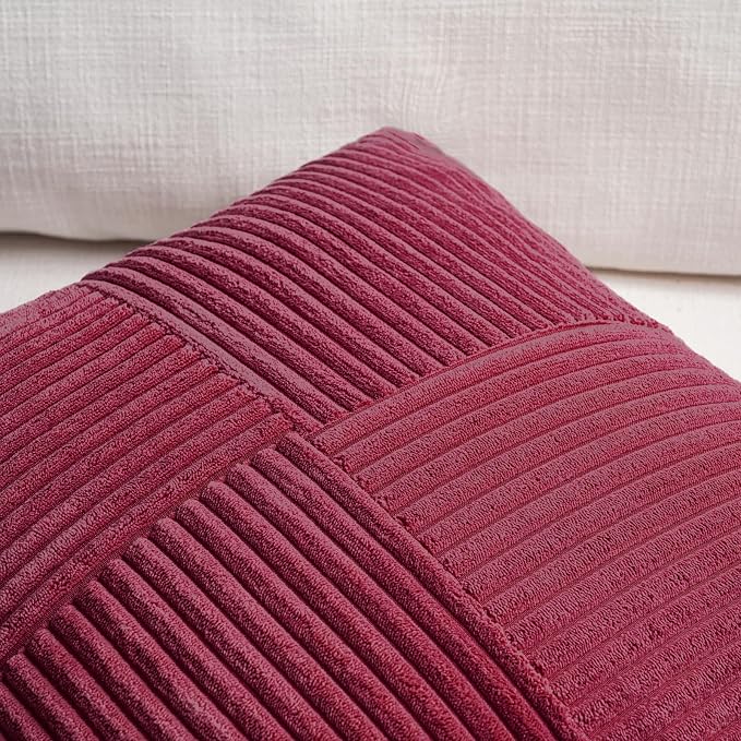 Fancy Homi 2 Packs Burgundy Big Decorative Throw Pillow Covers 24x24 Inch - Image 3