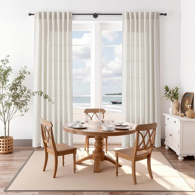 Nanspring Pearl White Linen Curtains 120 Inches Long - Image 8