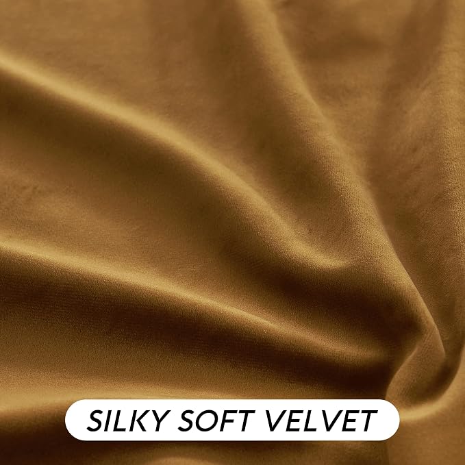 RYB HOME Gold Brown Velvet Curtains 63 inches - Image 6