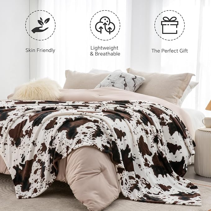 BEDELITE Cow Print Throw Blanket Twin Size - Image 2