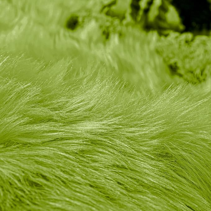 Goolela Lime Green Circle Area Rug 5ft Round Fluffy Faux Fur Rug - Image 6