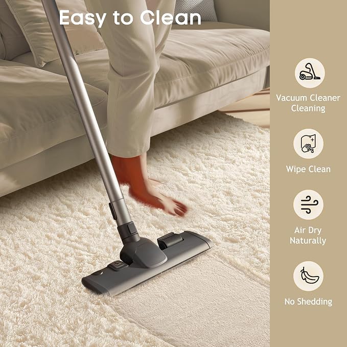 Ophanie Area Rugs for Bedroom, Christmas Upgrade Non-Slip Ivory Fluffy Soft - Image 6
