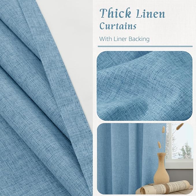 72 Inch 100% Blackout Linen Curtains - Image 7