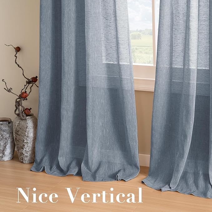 H.VERSAILTEX Linen Curtains Nickel Grommet Natural Linen Semi-Sheer Curtains 2 - Image 7