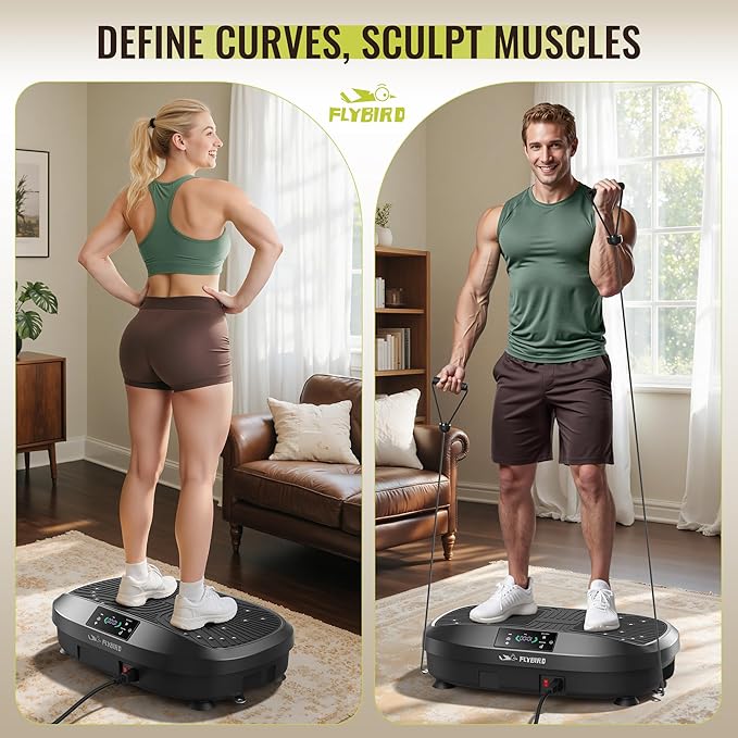FLYBIRD Vibration Plate Exercise Machine, 120 Adjustable Speed High Intensity Vibration for Muscle Toning Weight Loss Lymphatic Drainage, Full Body Workout Vibration Plate Ideal for Fitness & Recovery