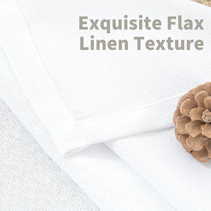 YoungsTex White Linen Semi Sheer Curtains 80 Inch Length - Image 4