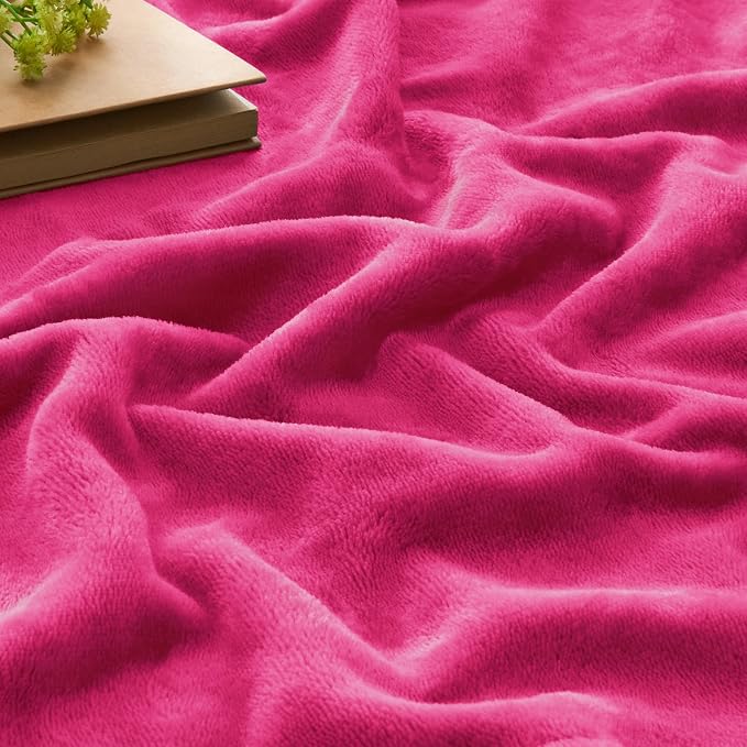 BEDELITE Fleece Blanket Soft Plush King Size Bed Blanket Hot Pink 108"x90" | - Image 4