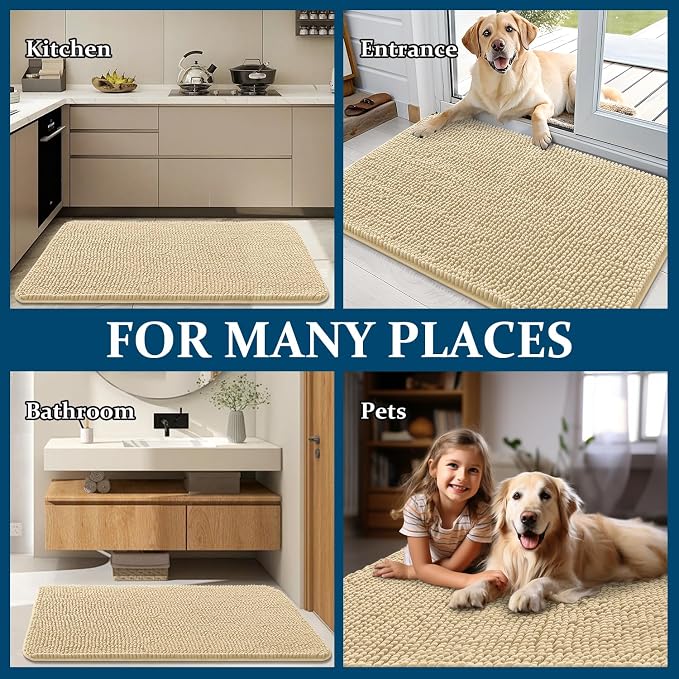 OLANLY Dog Door Mat for Muddy Paws 44x32, Super Absorbent Chenille Mud Mat | - Image 8