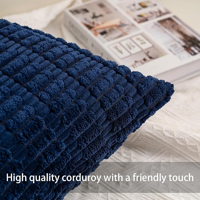 Aegero Pack of 2 Corduroy Decorative Throw Pillow Covers 16x16 Inch - Image 2