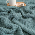 EMME Muslin Blankets for Adults Teal Small Blanket 40" x 50" | Throw Blanket by EMME