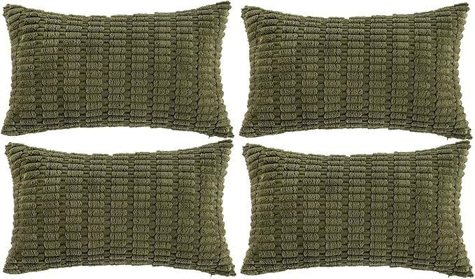 Fancy Homi 4 Packs Boho Moss Green Decorative Throw Pillow Covers 12x24 Inch by Fancy+Homi