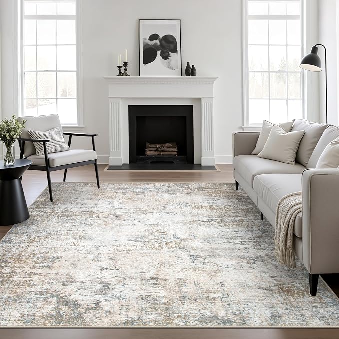 Area Rug Living Room: 5x5 Modern Washable Indoor Soft Carpet Brown | by FXRHLP