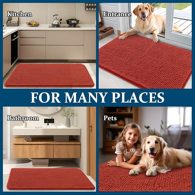 OLANLY Dog Door Mat for Muddy Paws 54x24, Super Absorbent Chenille Mud Mat | - Image 8